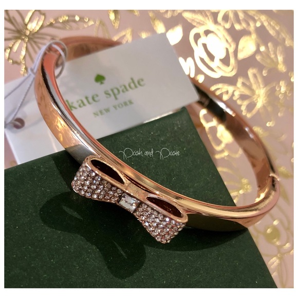 Kate Spade Rose Gold Pave Bow Bangle NWT